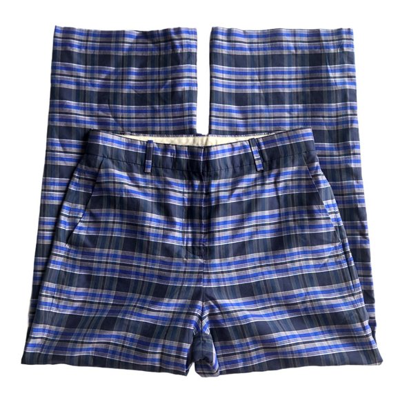 J. Crew Collection Plaid Cropped Silk Pants Size 2 - Picture 5 of 7